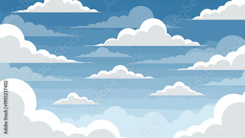 Pixelated illustration of a blue sky with fluffy white clouds