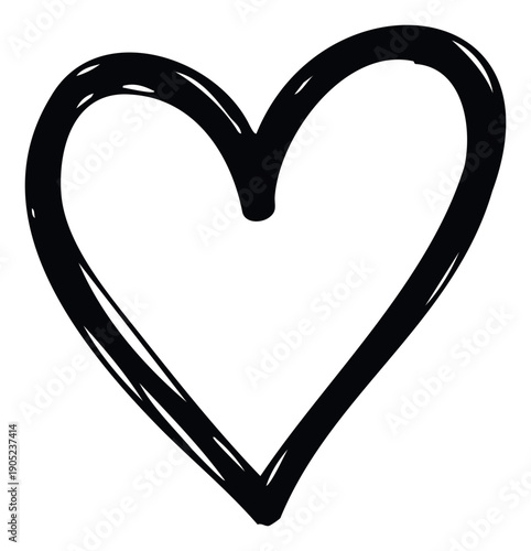 A charming simple black outline hand drawn heart symbol representing love and passion ideal for valentines day greetings wedding invitations or social media graphics.