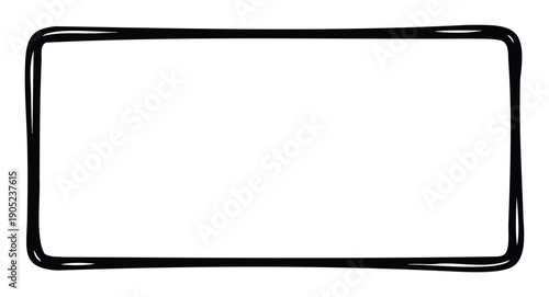 Simple hand drawn rectangular frame with rounded corners provides a unique graphic accent for various presentations, invitations, certificates, and social media content creation.