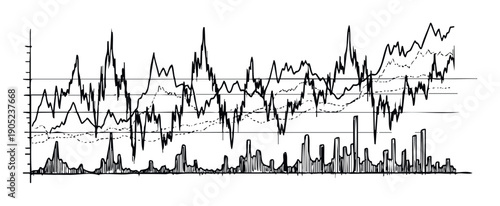 Hand drawn business graph visualizing financial data trends and market fluctuations suitable for investment reports or economic forecasts