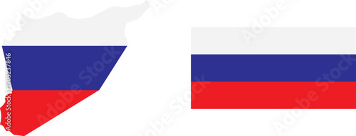 Map of Russia with the National Flag. Russian flag, map of Russia, the shape of Russia's territory with