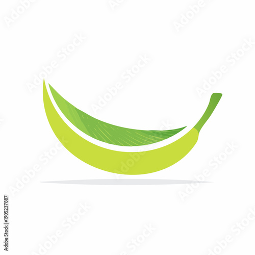 Stylized green banana illustration in minimalist design for graphic design elements