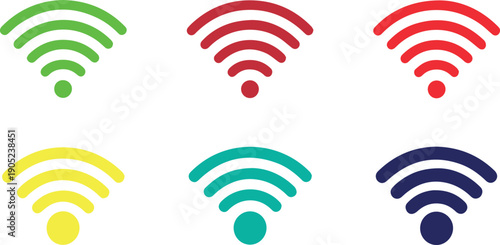 WiFi Signal Icon Set Wireless Internet Network Connection Color Vector Collection