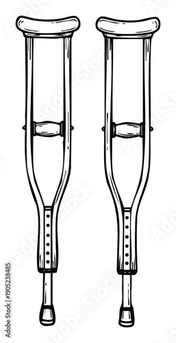 Essential medical walking aids featuring sturdy underarm supports and adjustable handgrips for effective mobility assistance, perfect for healthcare services, injury recovery, and