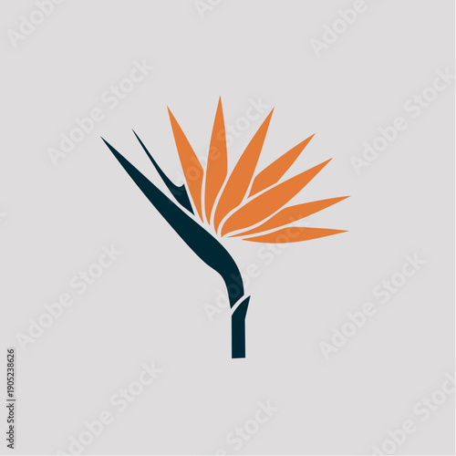 Stylized bird of paradise flower illustration with botanical elegance and simplicity