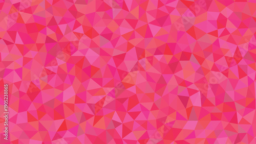 A dazzling low poly surface composed of many interconnected triangles in bright pink and red hues