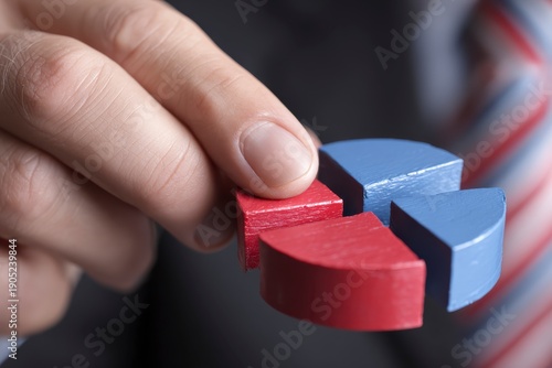 Business Professional Analyzing Financial Data With Colorful Pie Chart Segments In Modern Office Environment