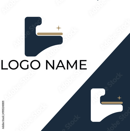Modern Plumbing Logo with Toilet bowl icon Minimalist Bathroom Fixture and Sanity Ware Icon for Brands