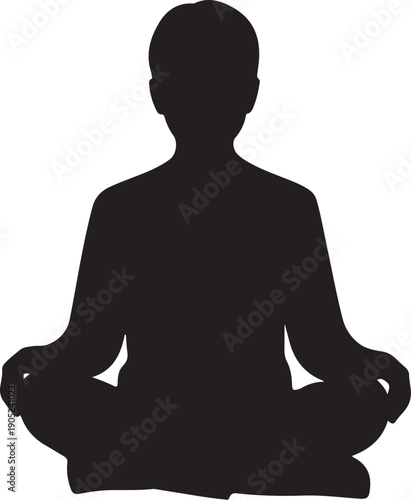 Black silhouette of person in meditation pose