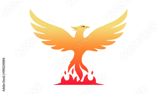 Phoenix gradien with fire in tail vector