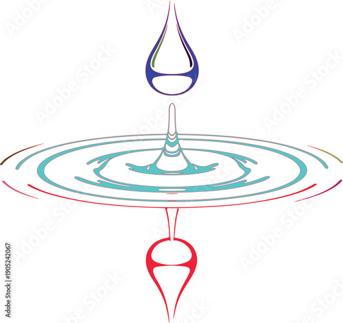 Colorful Water Droplet Impact with Ripples blue