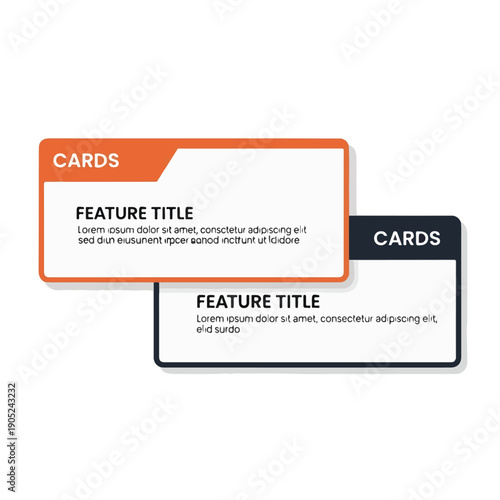 Presentation slide template showcasing stacked card designs with text placeholders