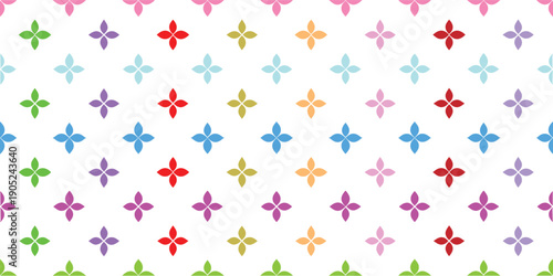 Colorful seamless floral geometric pattern with repeating decorative shapes. Modern abstract background perfect for textiles, wallpaper, wrapping paper, and branding. Bright playful design 