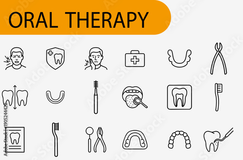 Oral Therapy: A comprehensive illustration showcasing various aspects of oral therapy and dental care.