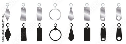 Black and metal zipper pullers vector illustration zip heads, zipper sliders flat sketch. Set of different lightnings. Zip pulls or zipper pullers, black zip lock, vector illustration.