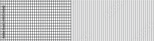Seamless black square grid background with clean geometric tile pattern. Grid mesh lattice grating with Distortion deformation array of lines vector illustration.