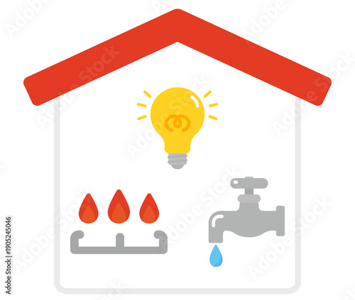 ライフライン　ガス代　電気代　水道代　生活費　イラスト