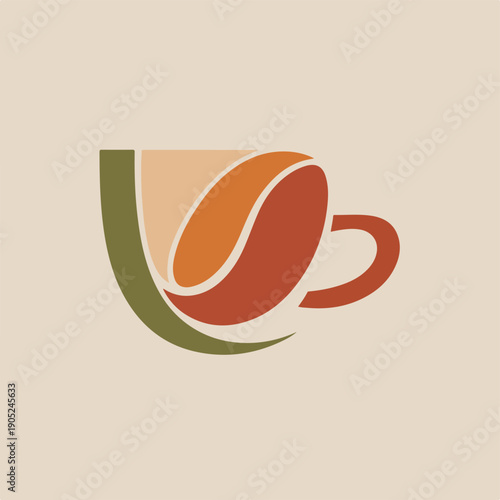 Simplified graphic of a coffee cup with a coffee bean inside