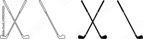 crossed golf club with flat head sticks silhouette.