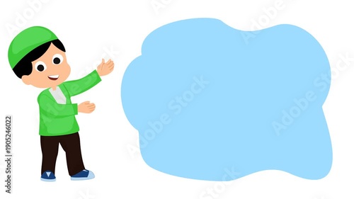 Wallpaper Mural A Muslim boy making a greeting gesture. Animation of muslim boy standing in front of empty space. muslim boys standing with empty space Torontodigital.ca