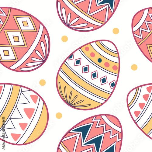 Modern Abstract Geometric Easter Egg Pattern, Seamless Vector Background with Creative Holiday Motif