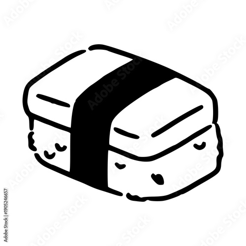 Japanese sushi nigiri icon minimalist line art illustration