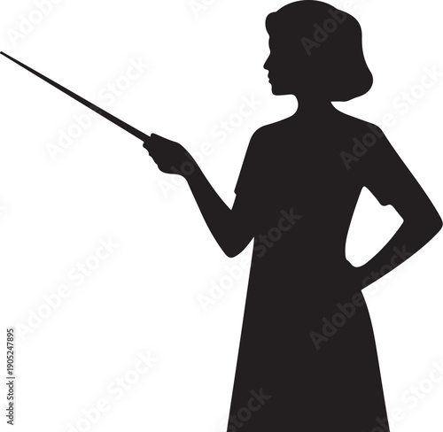 Silhouette of a Woman Holding a Wand magic witch