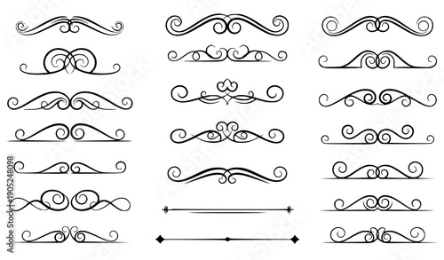 Elegant Calligraphic Flourishes and Dividers for Design Projects