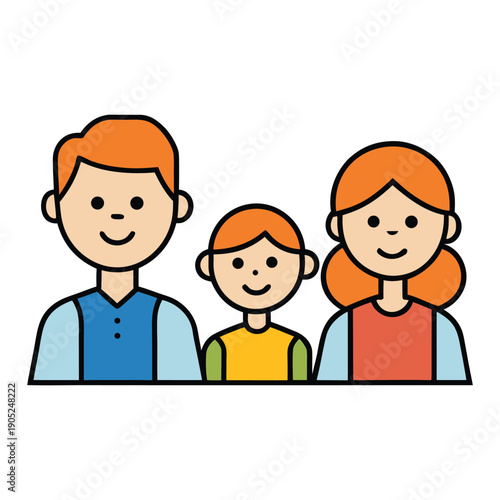 Charming family icons set featuring parents, children, and grandparents in simple, friendly style. Perfect for apps, websites, or prints showing love, unity, care, and family life.
