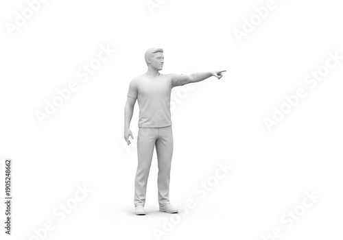 White male pointing with his finger, isolated on a white background. Concept of direction, choice, or guidance.
