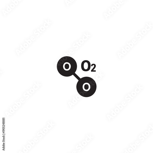Minimalist Oxygen Molecule Vector Illustration Isolated on White