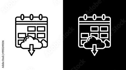 Schedule Black White Icon Set Design 