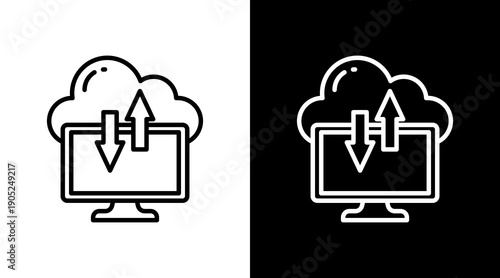 Data Transfer Black White Icon Set Design 
