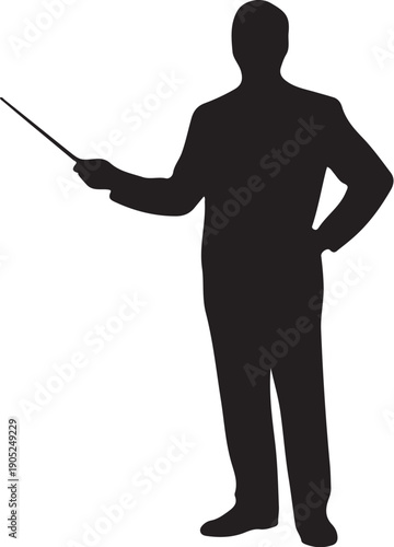 Silhouette of person holding a wand or pointer black