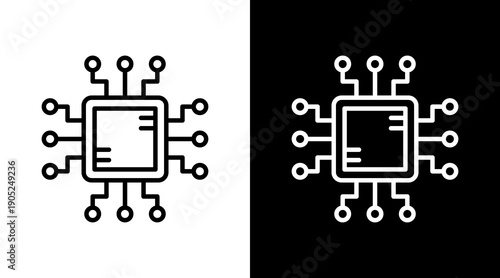 Circuit Black White Icon Set Design 