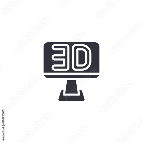 3D monitor display icon symbolizing interior visualization, architectural rendering, and digital design presentation.