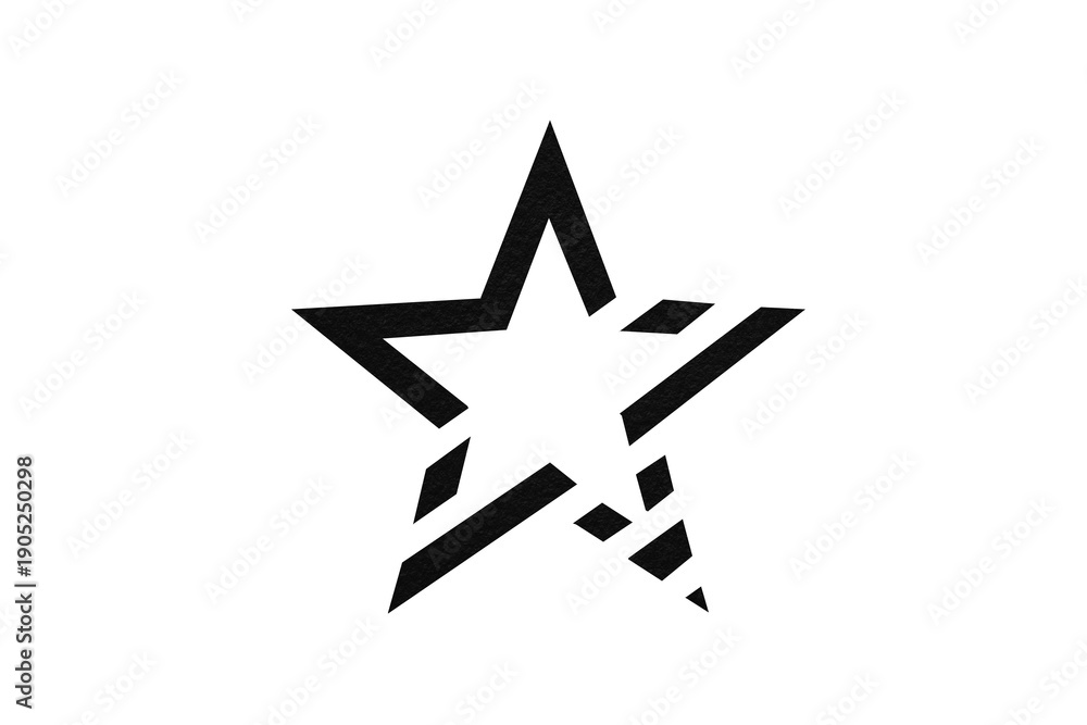 Fototapeta premium A black star is placed on a transparent background.