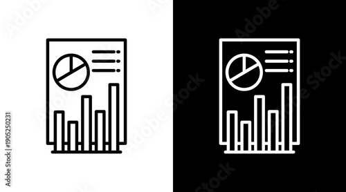 Report Black White Icon Set Design 