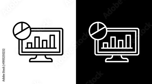 Analytics Black White Icon Set Design 
