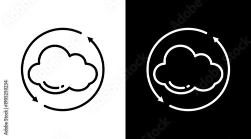 Sync Black White Icon Set Design 