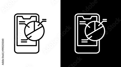 Pie Graph Black White Icon Set Design 