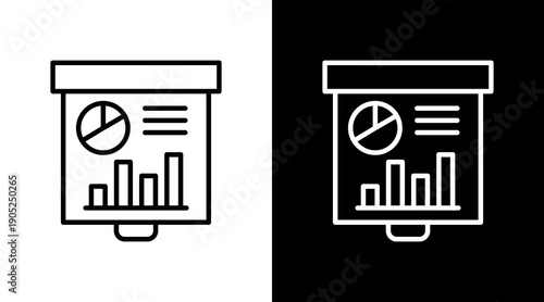 Presentation Black White Icon Set Design 