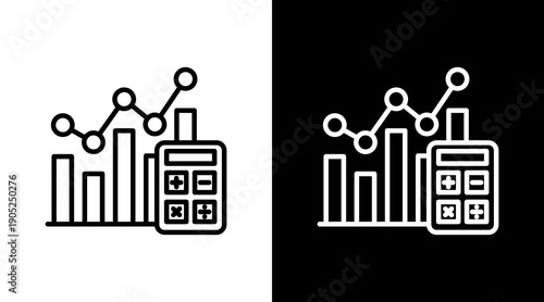 Income Black White Icon Set Design 