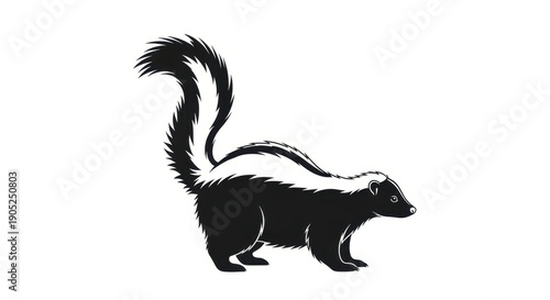Skunk illustration, black and white vector