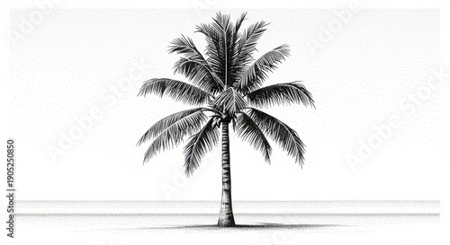 Palm Tree Silhouette in Tropical Landscape