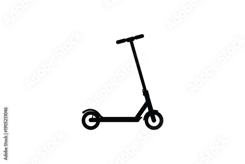 Black silhouette of a modern electric scooter on a white background