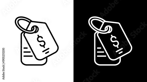Sale Tag Black White Icon Set Design 