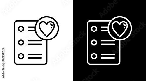 Wishlist Black White Icon Set Design 