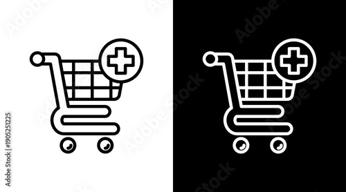Add To Cart Black White Icon Set Design 