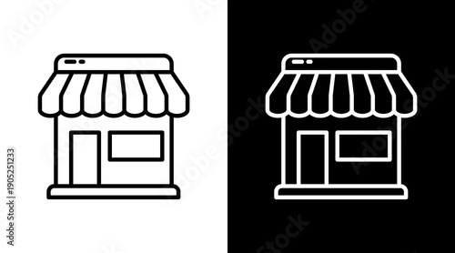 Store Black White Icon Set Design 